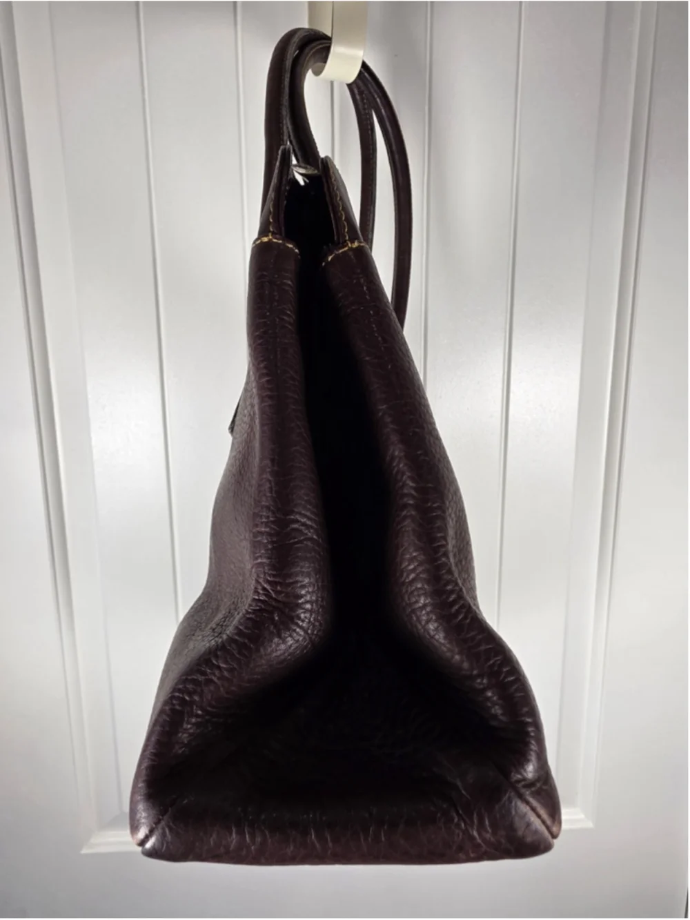 D'Luciano Brown Leather Shoulder Bag Tote Purse Pebbled Leather Classic Staple